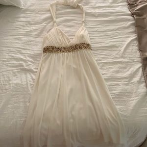 Knee length off white prom/homecoming dress